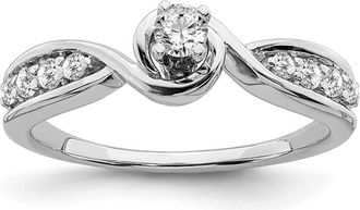 Diamond2Deal 10k White Gold Diamond Engagement Ring