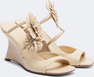 Zimmermann Belara floral-appliqu&eacute; leather wedge mules