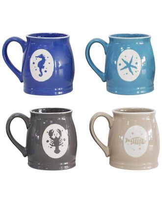 Euroceramica Ocean City 4Pc Assorted Mug Set