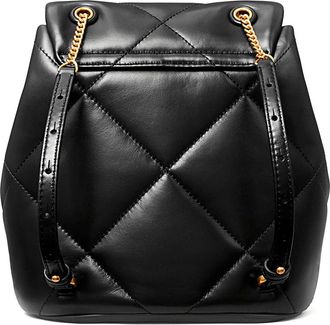 Tory Burch Womens Backpack Kira Quilted Black Leather Cow Backpacks