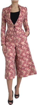 Dolce & Gabbana Roze Brokaat Culotte Pak - Dames - Jumpsuits - Roze - S - Jumpsuits & Playsuits