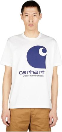 Carhartt Work in Progress Logo Print T-Shirt - Heren - T-shirts - Wit - M - Katoen - Tops