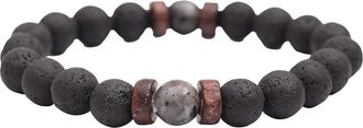 Generic Natural Stone Volcanic Beads Yoga Bracelet for Women Men Bangle Handmade Energy Rocks Adjustable Jewelry (Grey, One Size)