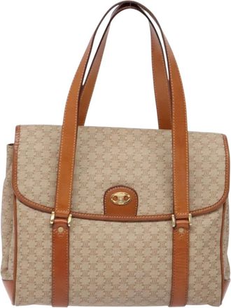 Celine Macadam Beige Canvas Shoulder Bag (Pre-Owned)