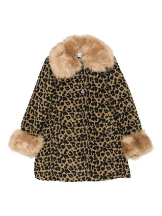 Never Fully Dressed leopard-print coat - women - Polyester/Acrylic/Viscose/Nylon/Wool/Cotton/Polyester - S - Brown