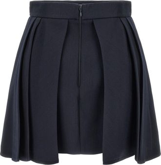 Elisabetta Franchi Fresh Wool Pleated Skirt - Navy