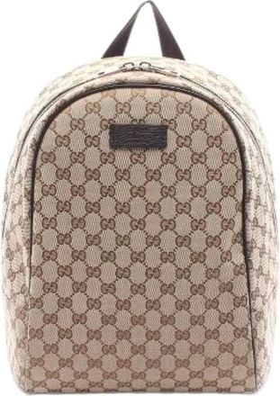 Gucci Pre-owned Backpacks, female, Beige, Size: ONE SIZE Pre-owned GG Canvas Backpack