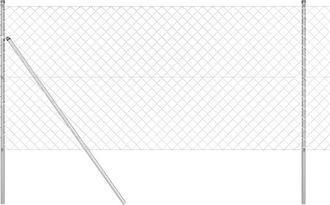 vidaXL Chain Link Fence with Posts Silver 1 x 25 m Steel Vidaxl