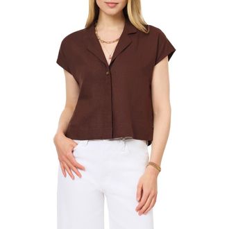 Scotch & Soda Short Sleeve Linen Blend Button-Up Top in Puce at Nordstrom Rack, Size X-Small