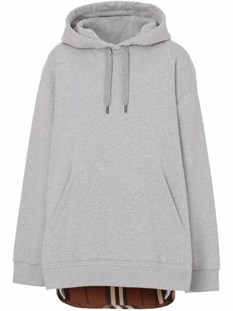 Burberry check-panel cotton hoodie - Grey