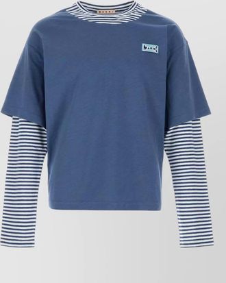 Marni linen blend t shirt crew neck layered