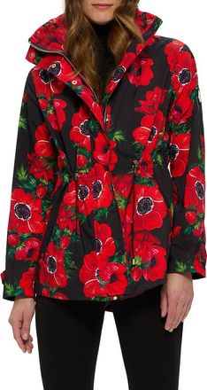 Gorski Lightweight Zip Jacket, Concealed Hood in Black Poppy at Nordstrom, Size Small