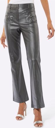 Cr&eacute;ation L Lederimitathose CREATION L, Damen, Gr. 36, Normalgr&ouml;ssen, graphit, 77% Viskose, 20% Polyamid, 3% Elasthan, unifarben, Hosen Lederimitathose