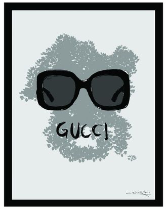 Fairchild Paris Gucci Glasses Face Design Framed Print Wall Art