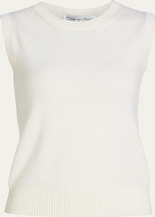 Oscar De La Renta Solid Wool Knit Tank Top