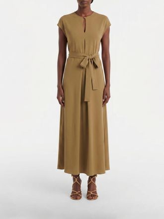 Max Mara Abito midi svasato in viscosa stretch con maniche corte e cintura