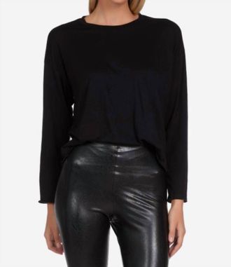 Michael Lauren Jamaal Long Sleeve Boxy Tee Top In Black