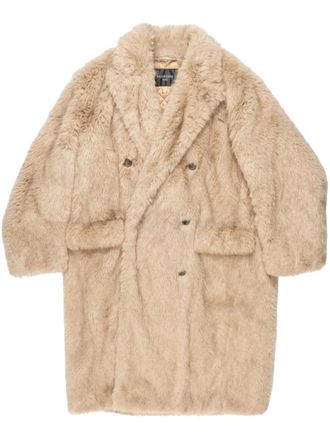 Balenciaga faux-fur double-breasted coat - Neutrals