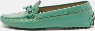 Tod's Tods Green Patent Leather Bow Loafers