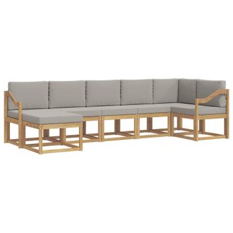 vidaXL Conjunto De Sof&aacute;s De Exterior 7 Pcs Blanco Y Gris Claro Vidaxl