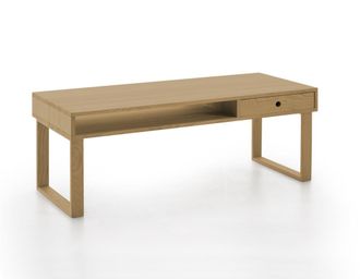 HOGAR 24 Mesa de centro de madera maciza natural, color encerado