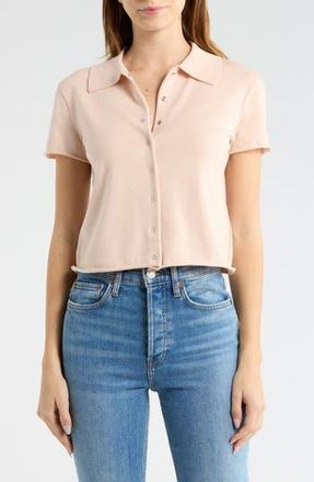 Re/Done The Conway Cotton, Silk & Cashmere Snap-Up Polo Sweater in Light Pink at Nordstrom Rack, Size X-Small