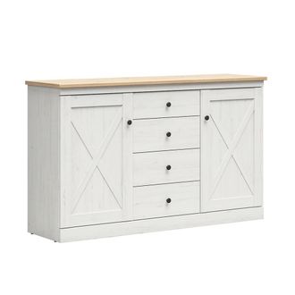 Petits Meubles Aparador 2 puertas 4 cajones estratificado Blanco marr&oacute;n