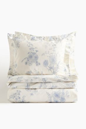 H&M Bettw&auml;sche in Doppelbett-Gr&ouml;sse aus Baumwollsatin - Blue