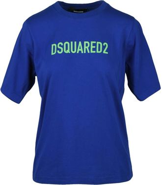Dsquared2 T-Shirt - Dames - T-shirts - Blauw - XL - Katoen - Tops
