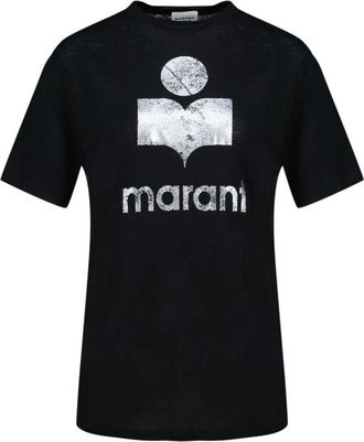 Isabel Marant Zewel T-Shirt - Dames - T-shirts - Zwart - S - Linnen - Tops
