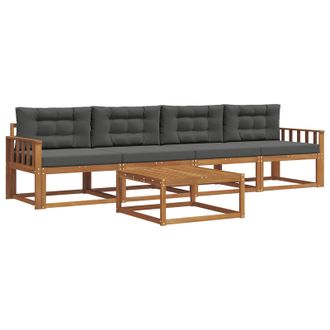 vidaXL Conjunto De Sof&aacute;s De Exterior 5 Pcs Natural Y Antracita Vidaxl