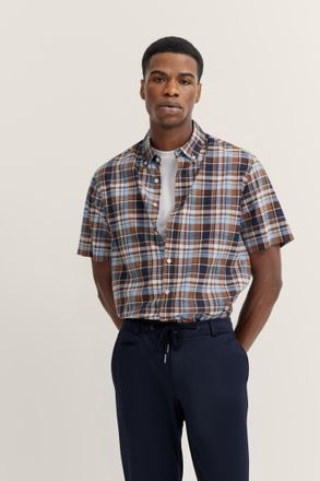 Bugatti Kurzarmhemd BUGATTI, Herren, Gr. XXL, Normalgr&ouml;ssen, beige (60, taupe), 100% Baumwolle, kariert, normal, Hemden Kurzarmhemd, mit Karo-Muster