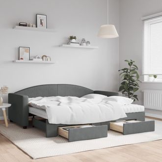 vidaXL Vidaxl - Sof&aacute; Cama Nido Con Cajones Tela Gris Oscuro 90x190 Cm