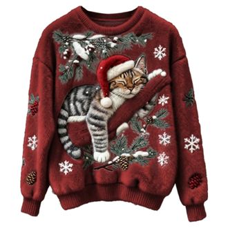 Generic Christmas Jumpers for Women Ladies Christmas Sweatshirt Sparkling Reindeer Snowflakes Printed Jumper Long Sleeve Crewneck Sweaters Womens Loose Fit Xm