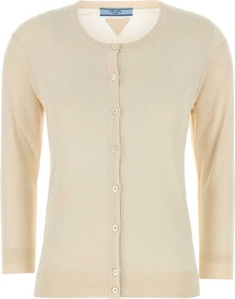 Prada Zand Zijde Mengsel Cardigan