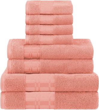 Superior Larissa Cotton 8Pc Assorted Towel Set With Geometric Embroidered Border