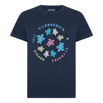 Vilebrequin T-Shirts, male, Blue, Size: 2XL Thom Cotton T-shirt