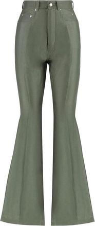 Rick Owens Linnen blend broek met zakken - Dames - Wijde Broeken - Groen - W27 - Linnen - Broeken