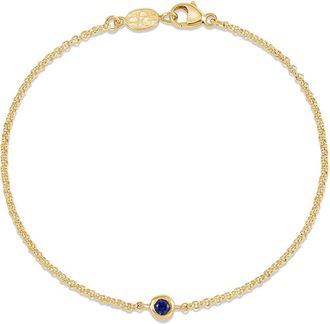 Dower & Hall Single Blue Sapphire Dewdrop Chain Bracelet