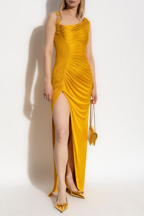 Versace Draped Dress, Womens, Yellow