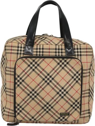 Burberry Nova Check Beige Canvas Handbag (Pre-Owned)