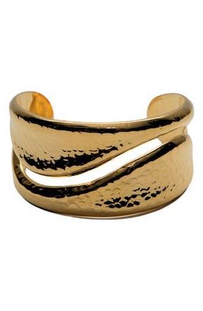 Argento Vivo Hammered Cut Out Cuff Bracelet in Gold at Nordstrom Rack