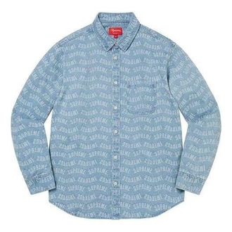 SUPREME Arc Jacquard Denim Shirt Teal SUP-SS22-809