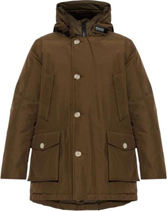 Woolrich Pufferjack met capuchon - Heren - Winterjassen - Bruin - XL - Katoen - Jassen