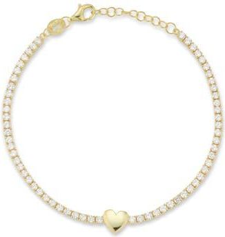 Sphera Milano Cubic Zirconia Heart Tennis Bracelet in Gold at Nordstrom Rack