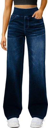 Generic Wide Leg Jeans for Women UK High Waisted Straight Leg Tummy Control Denim Trousers Stretchy Baggy Trendy Mom Pants Loose fit Casual Comfort Sweatpants