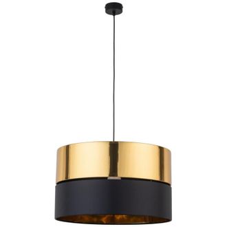 Luminosa Light Designs TK Hilton Lámpara de techo colgante cilíndrica negra y dorada, 1 bombilla E27