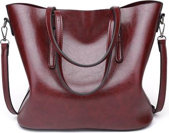 Generic Extra Large Leather Tote Bag for Women with Zipper, Fashion Top Handle Shoulder Bag Casual Tote Crossbody Bags (Brown)