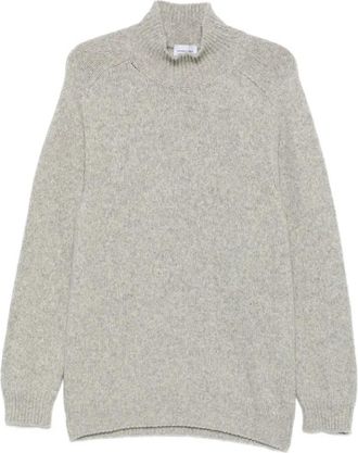 Scaglione Trui met hoge hals en raglanmouwen - Heren - Coltruien - Grijs - 2XL - Wol - Truien & Vesten