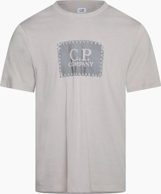 C.P. Company Mens 30/1 Jersey Logo Label T-Shirt - Cream - Size: 44